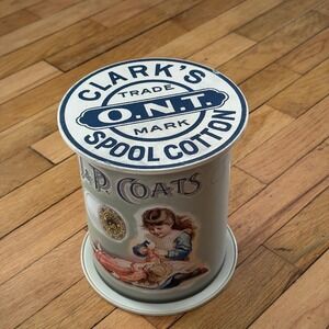 Vintage Clark's O.N.T. J&P Coats Spool Cotton Decorative Sewing Tin Canister